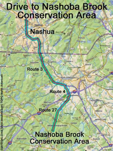 Nashoba Brook Conservation Area drive route