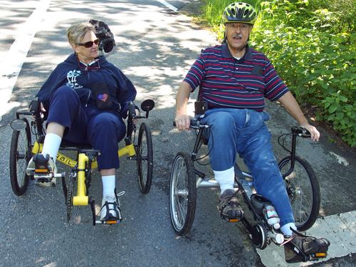 Kathi and Jerry on the Nashua River Rail Trail North in southern New Hampshire