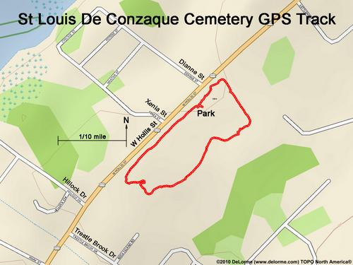 St Louis De Gonzaque Cemetery GPS track in New Hampshire