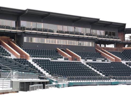 view of the bleachers at Holman Stadium in New Hampshire