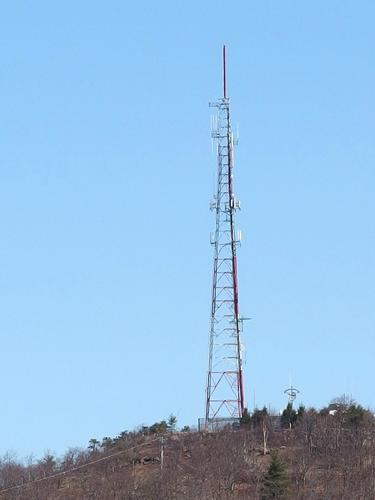communications tower on Fort Mountain as seen from Nats Mountain in southern New Hampshire