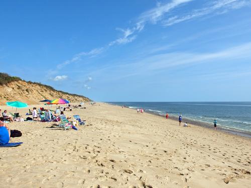 view from Nauset Beach in the town of Orleans northward up the Cape Cod National Seashore which extends some 
20 miles toward Provincetown in easthern Massachusetts