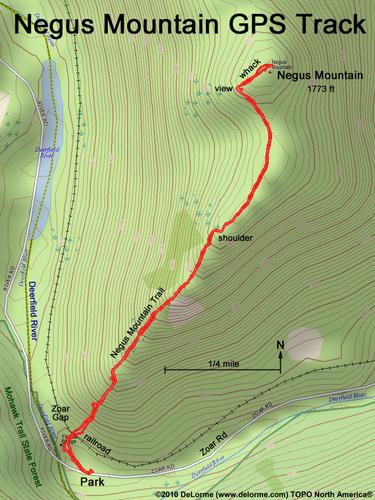 GPS track to Negus Mountain in northwestern Massachusetts