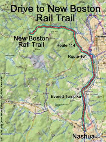 New Boston Rail Trail drive route