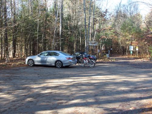 parking lot at the New Boston Rail Trail near New Boston in southern New Hampshire