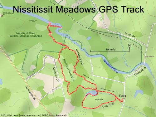 GPS track at Nissitissit Meadows in Pepperell, MA