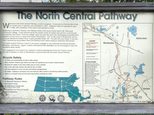 map of the North Central Pathway between Winchendon and Gardner in northern Massachusetts