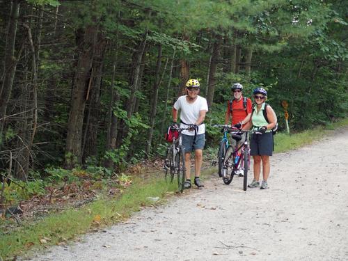 Dick, Wes and Sue pose for a trailside photo on the Northern Rail Trail above Concord in New Hampshire