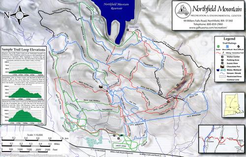 trail map at Northfield Mountain in north central Massachusetts