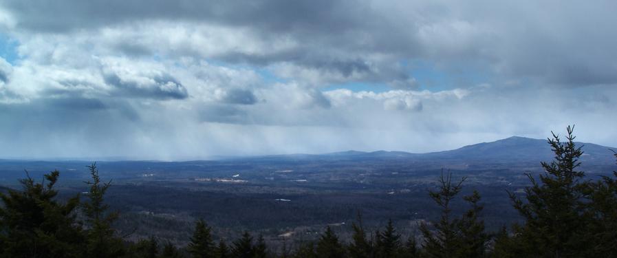 A view of snow squalls as seen from the summit of North Pack Monadnock in NH on March 2006