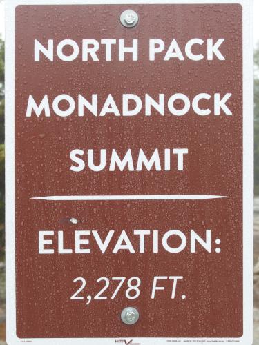 summit sign in April at North Pack Monadnock Mountain in southern New Hampshire