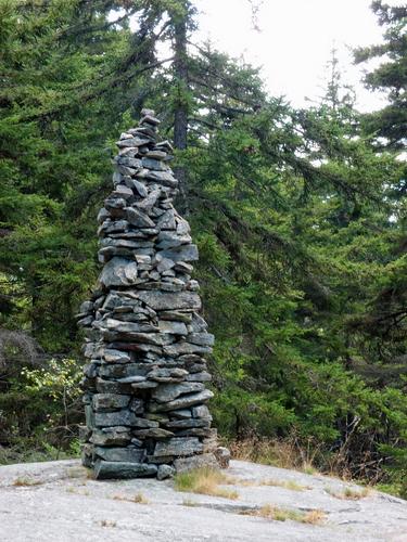 tall cairn along the Cliff Trail on North Pack Monadnock Mountain in New Hampshire