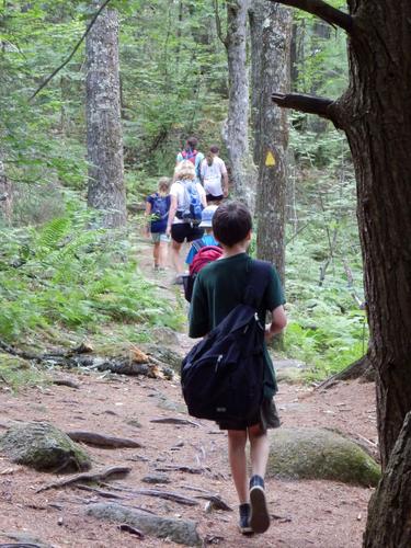 hikers on the Wapack Trail to North Pack Monadnock Mountain in New Hampshire