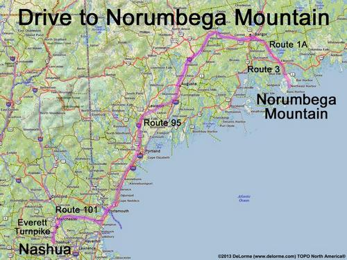 Norumbega Mountain drive route