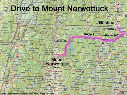 Mount Norwottuck drive route