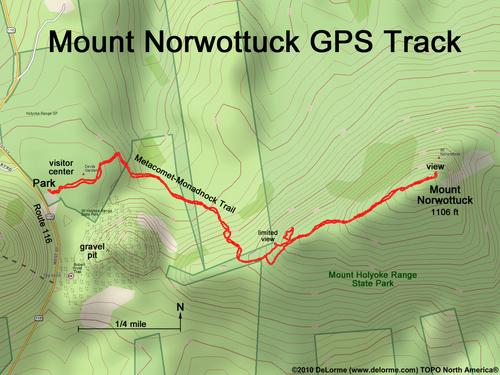 GPS track to Mount Norwottuck in central Massachusetts