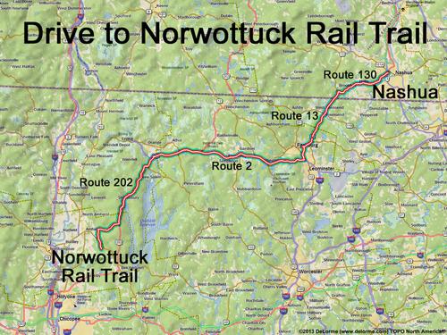 Norwottuck Rail Trail drive route