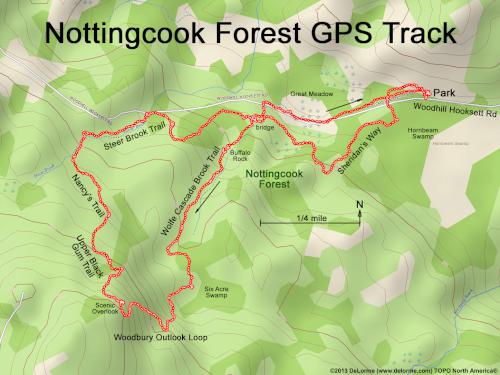 GPS track in December at Nottingcook Forest near Bow in southern New Hampshire