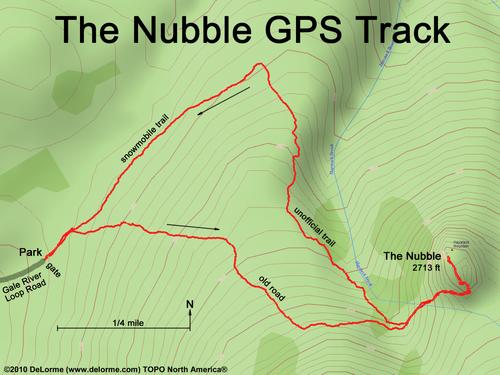 GPS track to The Nubble in the White Mountains of New Hampshire