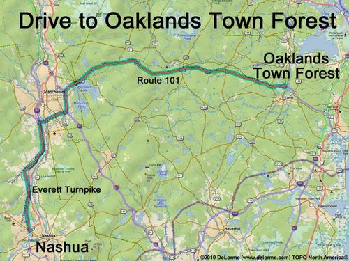 Oaklands Town Forest drive route