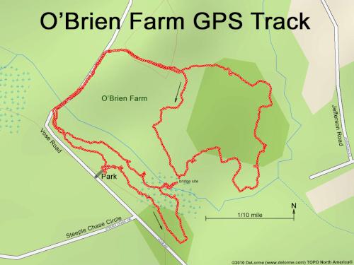 GPS track in February at O'Brien Farm near Westford in northeast MA