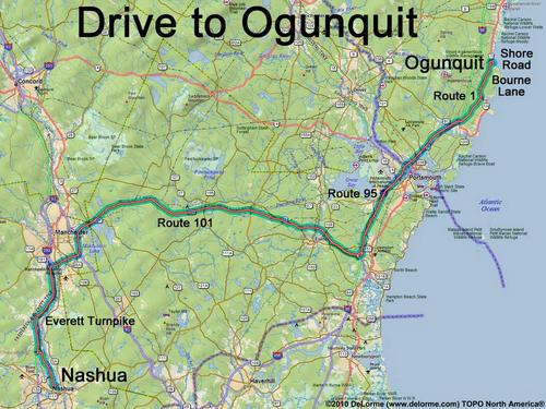 Ogunquit Beach drive route