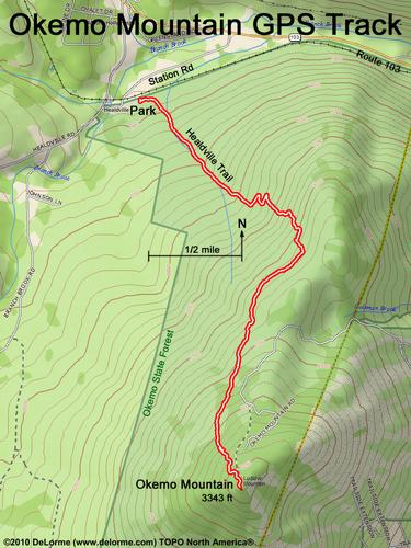 GPS track to Okemo Mountain in Vermont