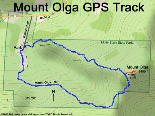 GPS track to Mount Olga in Vermont
