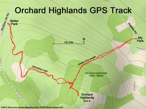GPS track at Orchard Highlands in southern New Hampshire