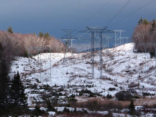 powerline swath at the start of the trail to Ore Hill in New Hampshire
