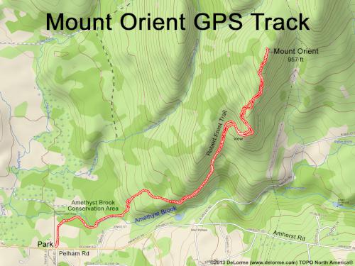 GPS track to Mount Orient in northwest Massachusetts