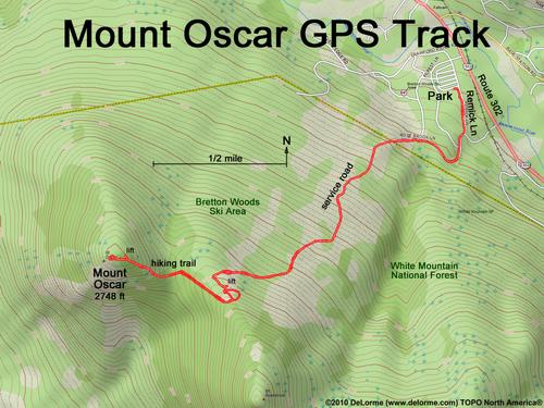 GPS track to Mount Oscar in New Hampshire