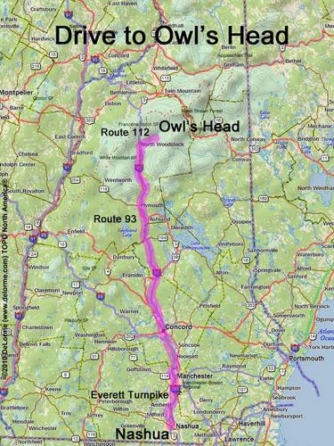 Owl's Head Mountain drive route