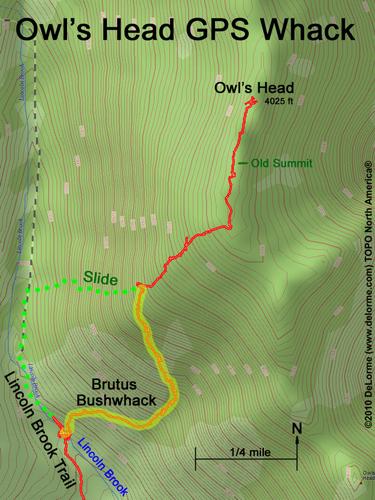 winter GPS Track to Owl's Head in New Hampshire