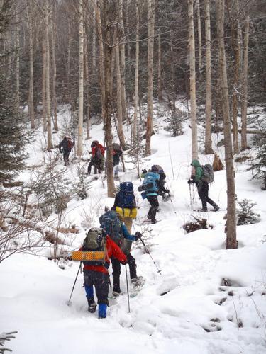 winter hikers on the way to Owl's Head in New Hampshire