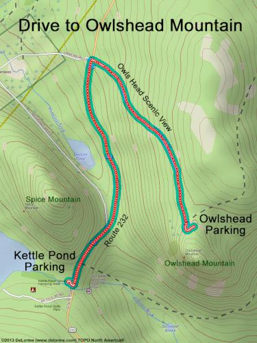 Owlshead Mountain drive route