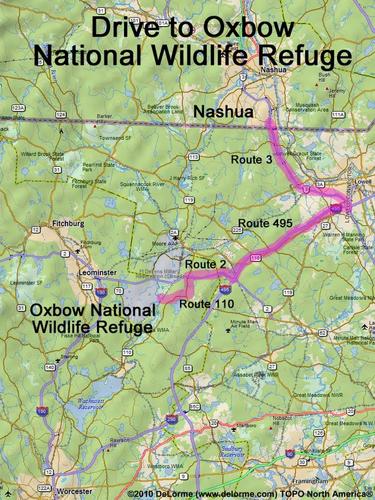 Oxbow National Wildlife Refuge drive route