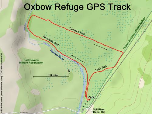 GPS track to Oxbow National Wildlife Refuge in Massachusetts