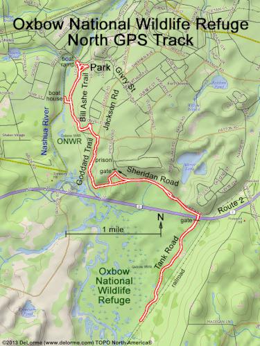 GPS track in April at Oxbow National Wildlife Refuge North in Massachusetts