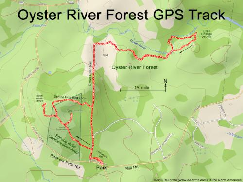 GPS track at Oyster River Forest in southeastern New Hampshire