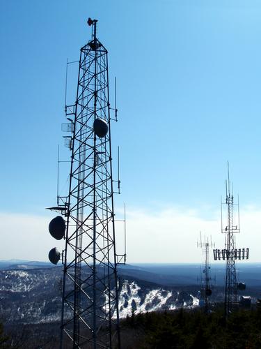 radio tower and Temple Mountain as seen from the fire tower on Pack Monadnock Mountain in New Hampshire