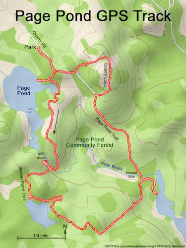GPS track in May at Page Pond Community Forest in New Hampshire