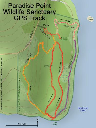 GPS track at Paradise Point Wildlife Sanctuary in New Hampshire