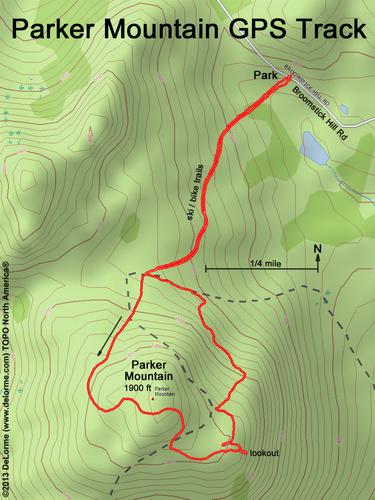 GPS track to Parker Mountain in northern New Hampshire