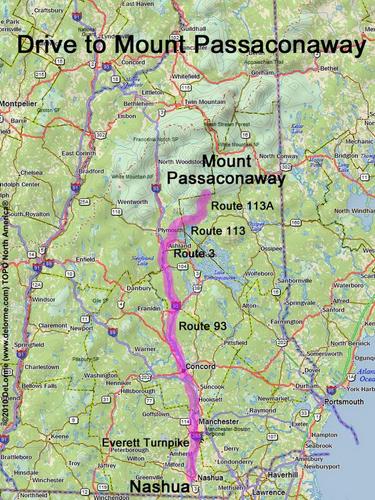 Mount Passaconaway drive route