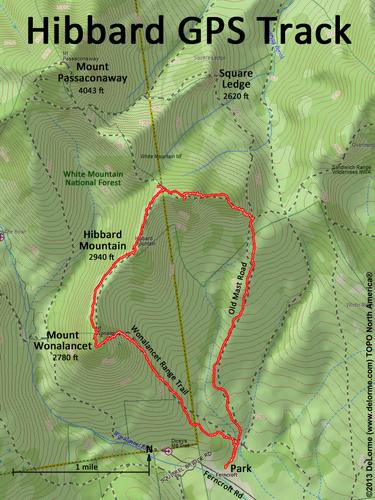 GPS track to Hibbard Mountain