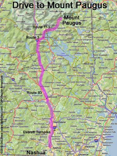 Mount Paugus drive route