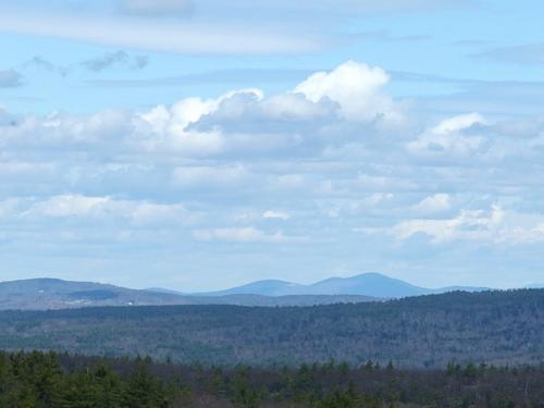 view of Belknap Mountain to the north from the fire tower atop Pawtuckaway South Mountain in New Hampshire