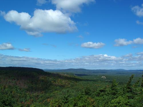 view from fire tower on Pawtuckaway South Mountain in New Hampshire