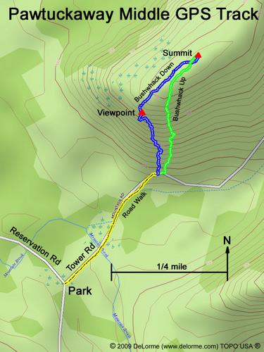 GPS track to Pawtuckaway Middle Mountain in New Hampshire